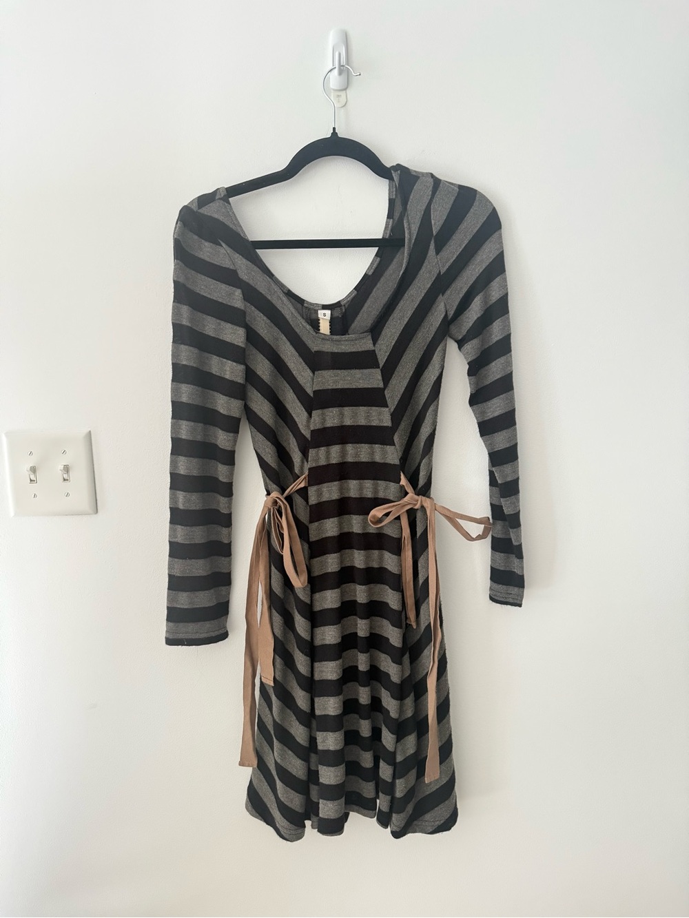 Uncle Frank Long Sleeved Striped Dress with Bow Ties